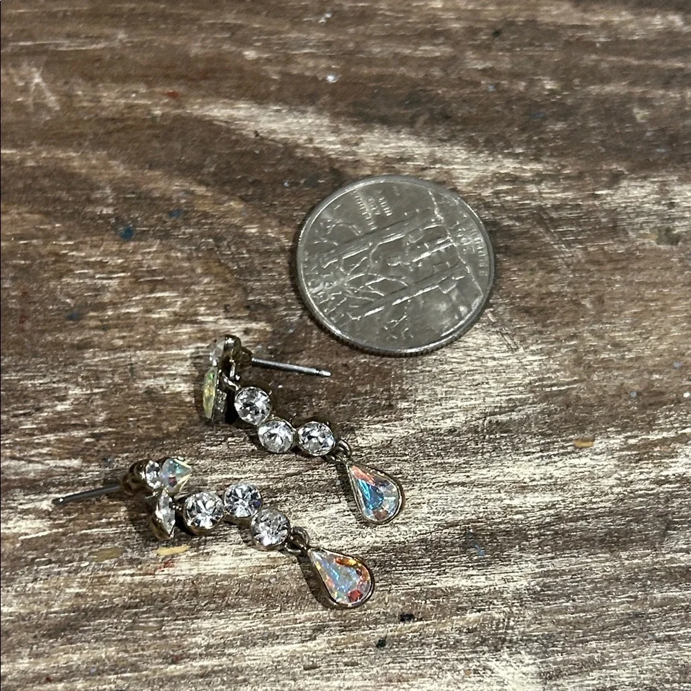 Gold and Silver Crystal Earrings - Picture 2 of 4